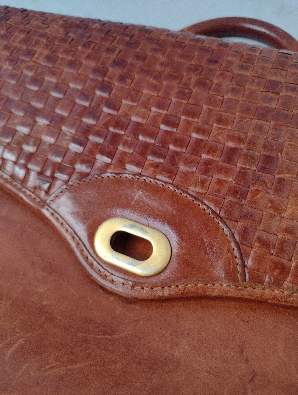 Vintage Hartmann Lombardo Woven Leather Gentlemen’s Briefcase Bag Brown Tan